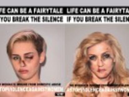 Un artista manipula fotos de famosas en una campaña para que las víctimas de la violencia machista  rompan su silencio 