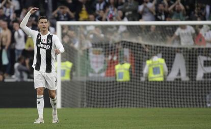 Cristiano Ronaldo durante el partido ante la Fiorentina en el que la Juventus se proclamó campeón de la Serie A.