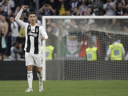 Cristiano Ronaldo durante el partido ante la Fiorentina en el que la Juventus se proclamó campeón de la Serie A.