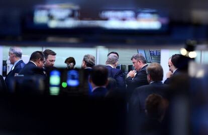 Operadores na Bolsa de Nova York.