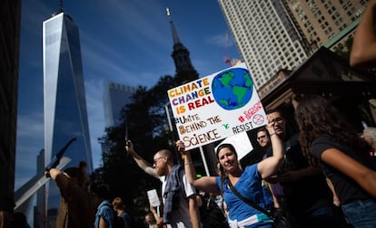 Manifestación para exigir a los Gobiernos acciones decididas contra el calentamiento, el día 20 en Nueva York.