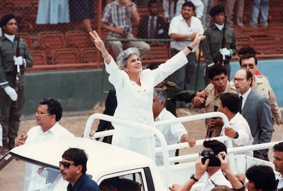 Violeta Chamorro en Managua, Nicaragua, el 25 de abril de 1990.