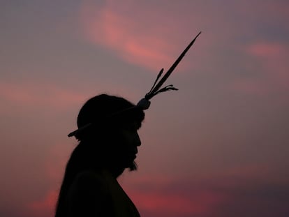 Un hombre en Palmas (Brasil), durante los Juegos Mundiales de los Pueblos Indígenas, en 2015.