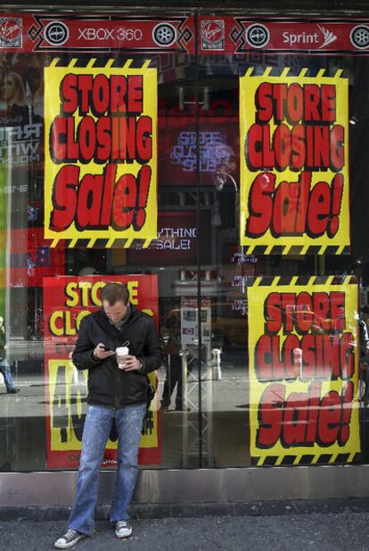 La tienda Virgin Mega Store de Times Square, en Nueva York, en marzo de 2009, cuando estaba a punto de cerrar.