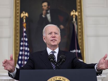 Joe Biden, durante sus declaraciones sobre el coronavirus en la Casa Blanca.