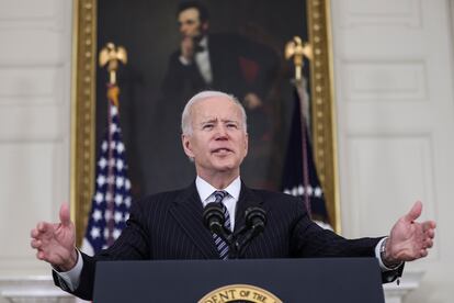 Joe Biden, durante sus declaraciones sobre el coronavirus en la Casa Blanca.
