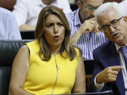 Susana D&iacute;az, ayer en el Parlamento.