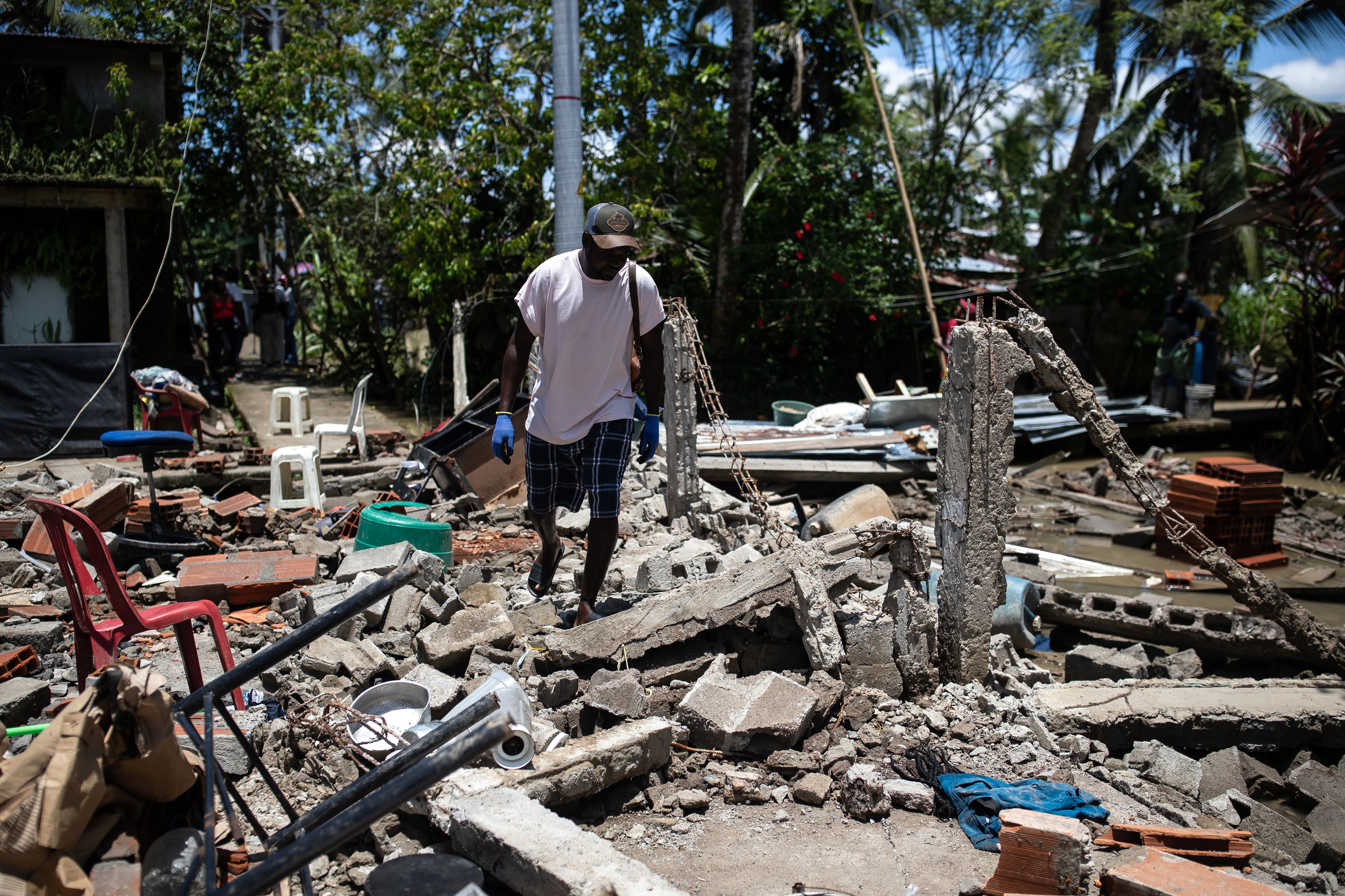 Vivienda derrumbada en Tanguí, en el departamento del Chocó, el 18 de agosto.