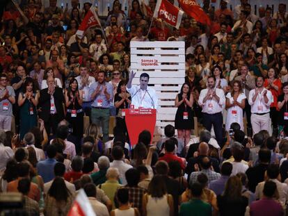 Pedro Sánchez, durante la clausura del 39.º Congreso Federal del PSOE en junio de 2017.