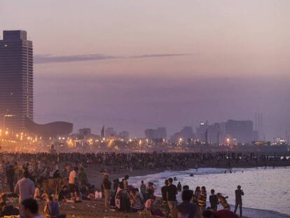 A midsummer party on the city's Barceloneta beach.
