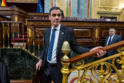 El presidente del Gobierno, Pedro Sánchez, este miércoles, en el Congreso.