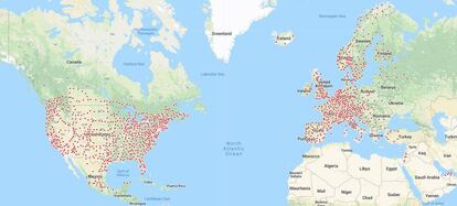 Mapa de punto de recargas eléctricos