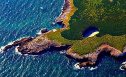 Imagen aérea de la Playa del Amor, escondida en las islas Marietas.