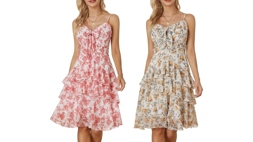 Vestido floral con volantes.