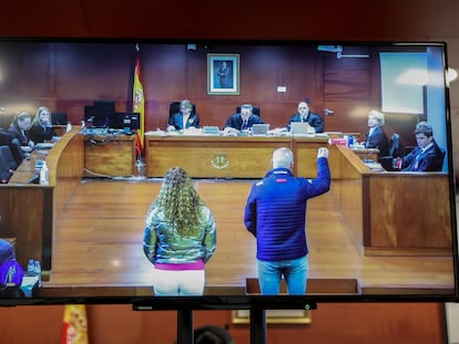 Los acusados por el robo en Atrio durante el juicio.