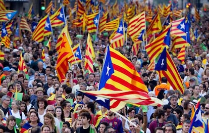 A demonstration in favor of Catalan independence in Barcelona on September 11, 2012.