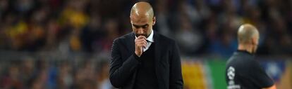 Guardiola, durante el partido ante el Barça