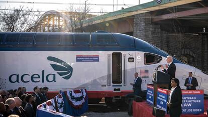 El presidente de Estados Unidos, Joe Biden, durante un acto en el túnel de Baltimore y Potomac (B&P), en enero pasado en Baltimoe (Maryland).