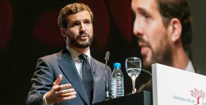 El presidente del Partido Popular Pablo Casado, en el XXII Congreso Nacional de la Empresa Familiar.