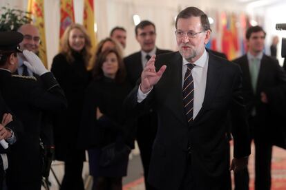 El presidente en funciones y candidato del Partido Popular, Mariano Rajoy, a su llegada al Congreso.