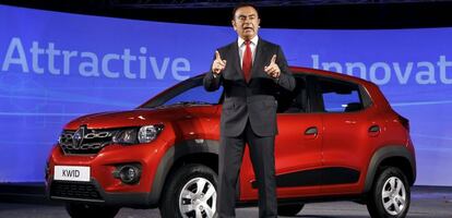 Carlos Goshn, presidente de la Alianza Renault Nissan, en la presentaci&oacute;n del Kwid en Chennai (India)  