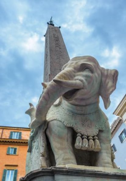 El Pulcino della Minerva, el elefante de Bernini sobre el que se alza uno de los 11 obeliscos egipcios de Roma.