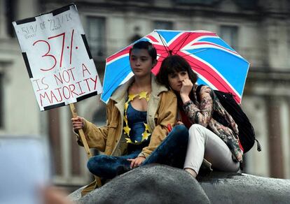 Manifestantes en una protesta en Londres