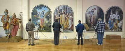 Centro electoral en el Templo Krishna en Salt Lake City, Utah.