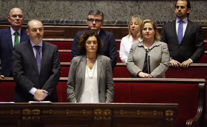El Grupo Popular en el Ayuntamiento de Valencia en el pleno de hoy. El asiento vacío es del portavoz Alfonso Novo.