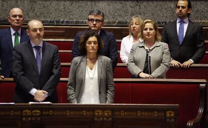 El Grupo Popular en el Ayuntamiento de Valencia en el pleno de hoy. El asiento vac&iacute;o es del portavoz Alfonso Novo. 