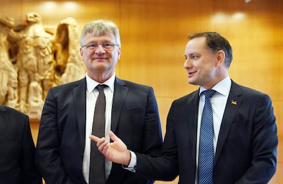 Los portavoces del partido de ultraderecha alemán AfD, Jörg Meuthen y Tino Chrupalla, en junio del año pasado.