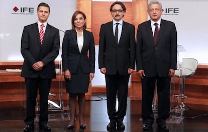 Los cuatro candidatos, antes del debate.