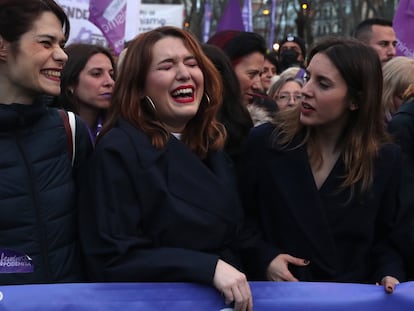 Ángela Rodríguez e Irene Montero, en la manifestación del pasado 8 de marzo por el Día Internacional de la Mujer.