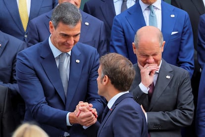 Pedro Sánchez, Olaf Scholz y Emmanuel Macron, el 15 de junio.