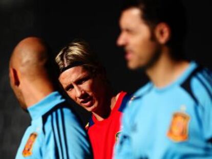 Torres, ayer antes del entrenamiento de España.
