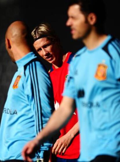 Torres, ayer antes del entrenamiento de España.