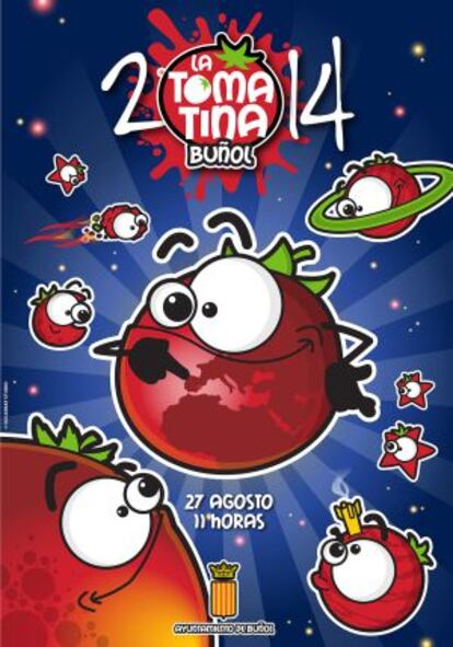 Cartel de la pr&oacute;xima Tomatina de Bu&ntilde;ol.