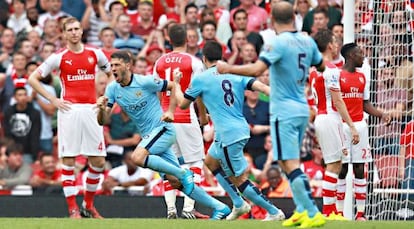 Demichelis celebra el gol del empate ante el Arsenal.