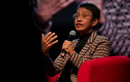 Maria Ressa, durante su participación en el Festival Internacional de Periodismo celebrado en Perugia (Italia).