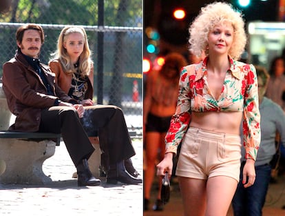James Franco, Zoey Kazan y Maggie Gyllenhaal, durante el rodaje de ‘The Deuce’.
