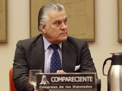 Luis Bárcenas, en el Congreso durante su comparecencia en la comisión de investigación en 2017.