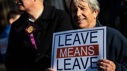 Una manifestante pro Brexit en Londres (RU), el pasado 14 de noviembre.