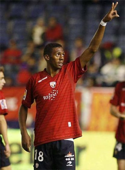 Dudy celebra su segundo gol en el partido