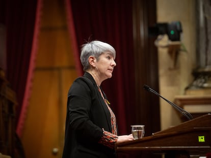 La consejera de Justicia, Lourdes Ciuró, durante una intervención en el Parlament, en febrero.