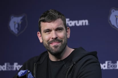 Marc Gasol, este viernes en el FedEx Forum en Memphis, Tennessee, durante una rueda de prensa.

