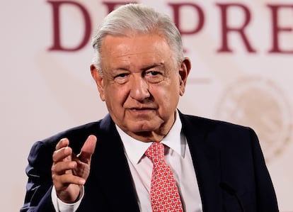 López Obrador durante su conferencia de prensa del 24 de junio, en Ciudad de México.