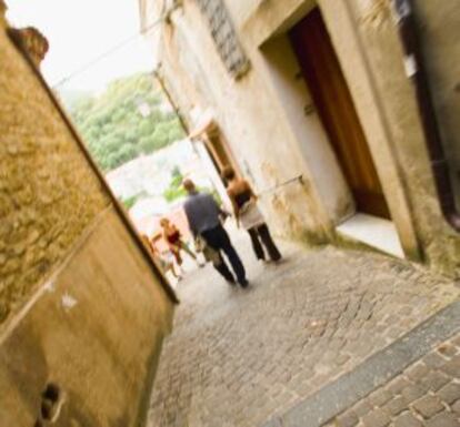 Calles medievales en el pueblo de Pisciotta.