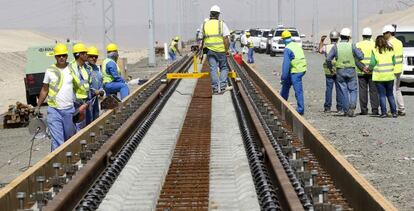 Vista de las obras del proyecto del tren de alta velocidad, en las proximidad Jeddah, que unir&aacute; La Meca con la ciudad de Medina.