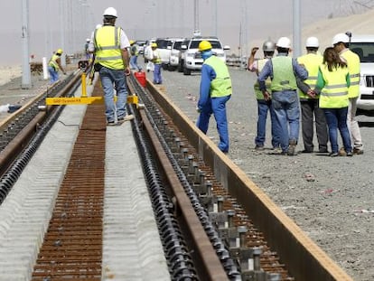 Vista de las obras del proyecto del tren de alta velocidad, en las proximidad Jeddah, que unir&aacute; La Meca con la ciudad de Medina.