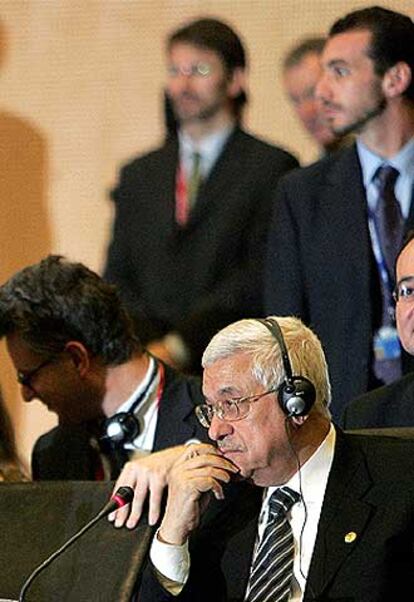 El presidente de la Autoridad Palestina, Mahmud Abbas, en Barcelona.